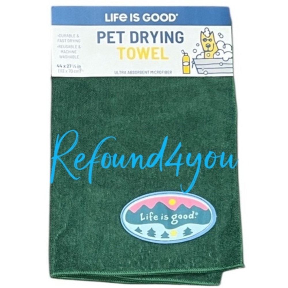 Life is good - 2/$28 - ‘Mountains - green’ pet drying towel. NWT.
